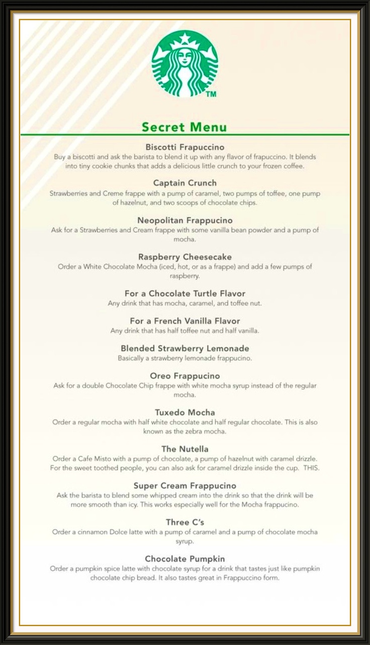 The Starbucks Secret Drink Menu The Starbucks Secret Drink Menu